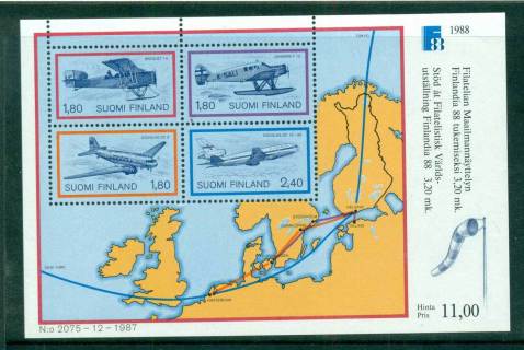 Finland-1988-FINLANDIA-88-Planes-MS-MUH-lot57315