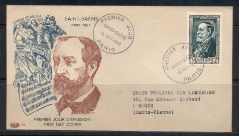 France-1952-Famous-Men-Saint-Saens-FDC