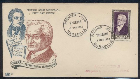 France-1952-Famous-Men-Thiers-FDC