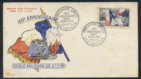 France-1954-St-Cyr-Military-School-tones-FDC