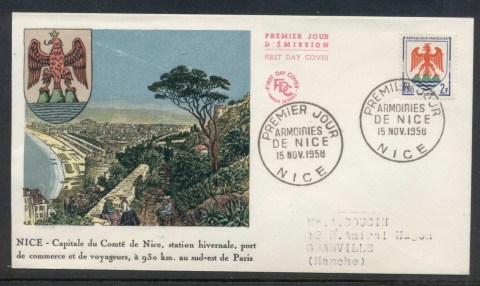 France-1958-Arms-of-Nice-FDC