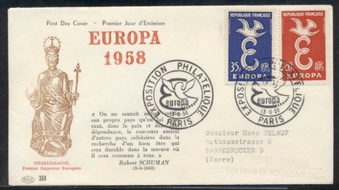 France-1958-Europa-Paris-Philatelic-Ex-FDC