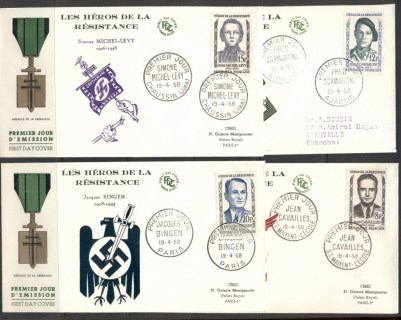 France-1958-Heroes-of-the-Resistance-4x-FDC