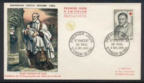 France-1958-Red-Cross-St-Vincent-de-Paul-157f-FDC