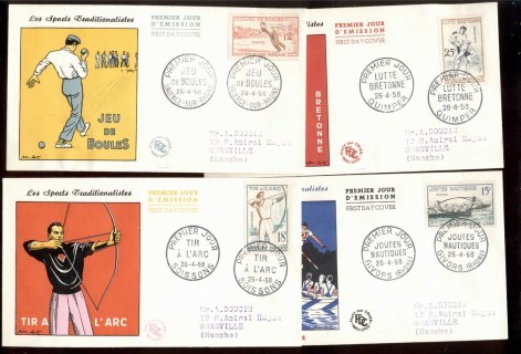 France-1958-Sports-4x-FDC