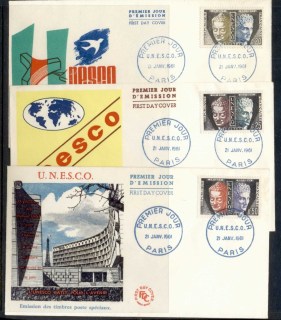 France-1961-UNESCO-3x-FDC