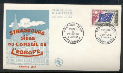 France-1963-Council-of-Europe-25c-FDC