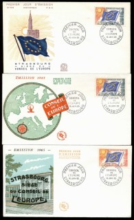 France-1965-Council-of-Europe-3x-FDC