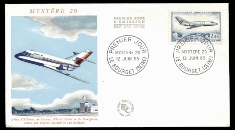 France-1965-Mystere-20-Airplane-FDC