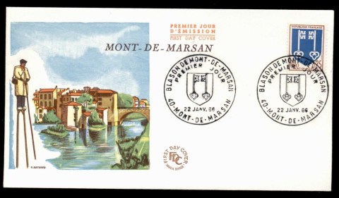 France-1966-Regional-Arms-Mont-de-Marsan-FDC