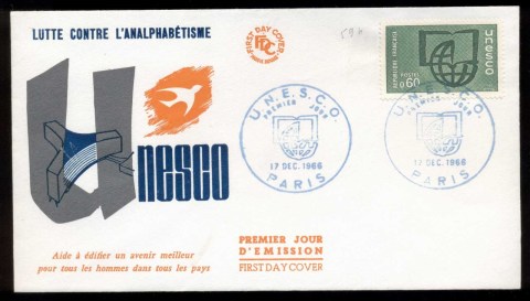 France-1966-UNESCO-20th-Anniversary-60c-Paris-FDC