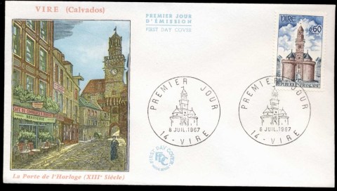 France-1967-Clock-Tower-Vire-FDC