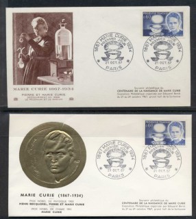 France-1967-Madame-Curie-2x-FDC