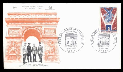 France-1968-WWI-Armistice-50th-Anniversary-Paris-FDC