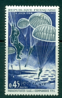 France-1969-Parachutists-over-Normandy-Beach-MLH-Lot29103