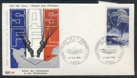 France-1969-SAS-Parachutists-FDC