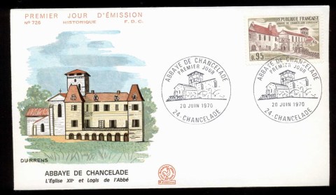 France-1970-Abbey-de-Chancelade-FDC