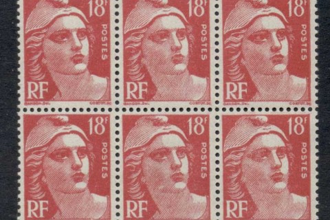 France-1951-Marianne-18f-blk6-MUH France-1951-Marianne-18f-blk6-MUH