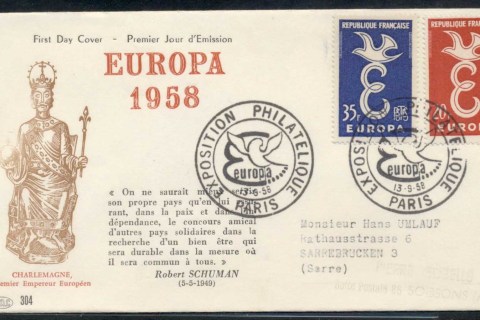 France-1958-Europa-Paris-Philatelic-Ex-FDC