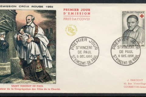 France-1958-Red-Cross-St-Vincent-de-Paul-157f-FDC