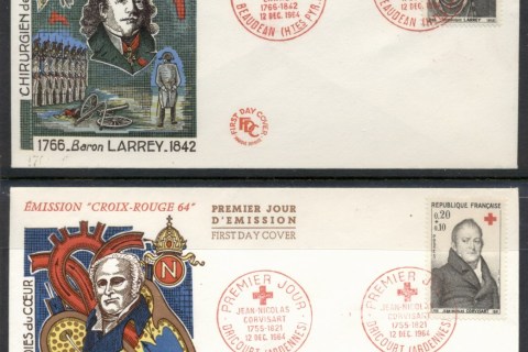 France-1964-Red-Cross-2xFDC