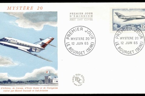 France-1965-Mystere-20-Airplane-FDC