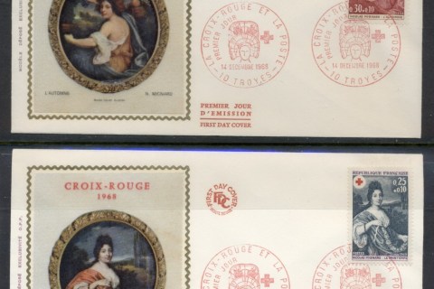 France-1968-Red-Cross-2x-FDC