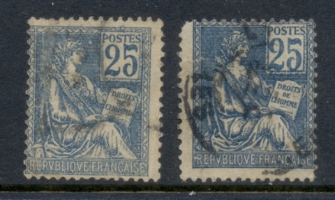 France-1900-29-Type-Mouchon-25c-2xprints-FU