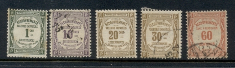 France-1908-25-Postage-Dues-Asst-MLH-FU