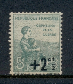 France-1922-War-Orphans-Surch-2-5c-on-5c-MNG