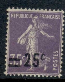 France-1926-27-Sower-Surch-25c-on-35c-MUH