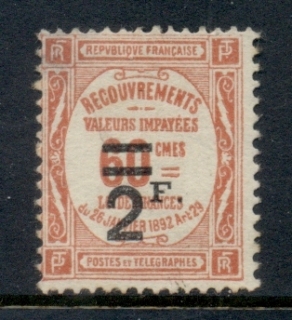 France-1926-Postage-Due-Surch-2f-on-60c-thin-FU