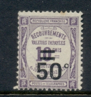 France-1926-Postage-Due-Surch-50c-on-10c-creased-MLH