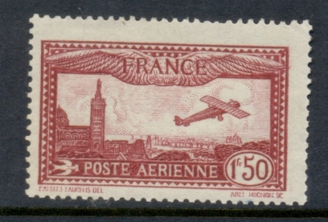 France-1930-Airmail-View-of-Marseilles-1-50f-carmine-MLH