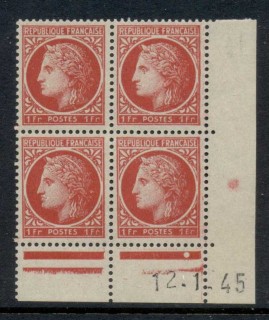 France-1945-47-Ceres-1f-dated-corner-blk4-MUH