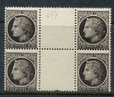 France-1945-47-Ceres-1f20c-gutter-blk4-MUH