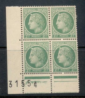 France-1945-47-Ceres-2f-myrtle-green-blk4-MUH