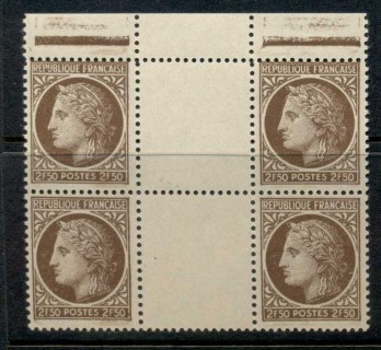 France-1945-47-Ceres-2f50c-gutter-blk4-MUH