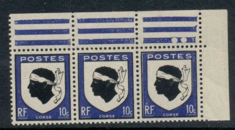 France-1946-Arms-of-Corsica-10c-dark-blue-str3-MUH