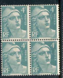 France-1948-49-Marianne-4f-blue-green-blk4-MUH