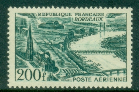 France-1949-50-View-of-Bordeaux-200f-Airmail-MUH