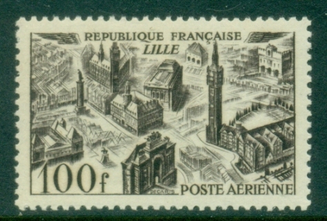 France-1949-50-View-of-Lille-100f-Airmail-MUH