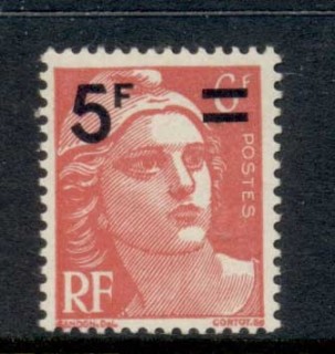 France-1949-Surcharge-5f-on-6f-MUH