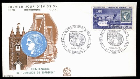 France-1970-Bordeaux-Issue-Cent-FDC