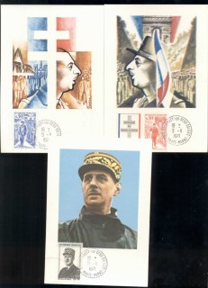 France-1971-Charles-de-Gaulle-3x-Maxicards