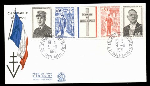 France-1971-Charles-de-Gaulle-str-FDC