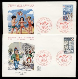 France-1974-Red-Cross-2x-FDC