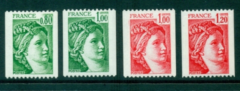 France-1977-8-Sabine-Defins-Coils-4-MUH-Lot29243