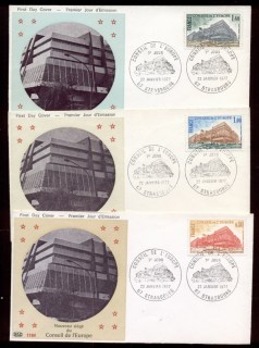 France-1977-Council-of-Europe-3x-FDC