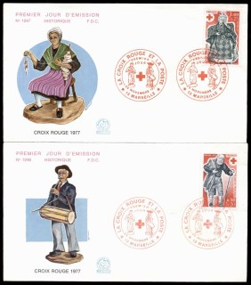 France-1977-Red-Cross-2x-FDC